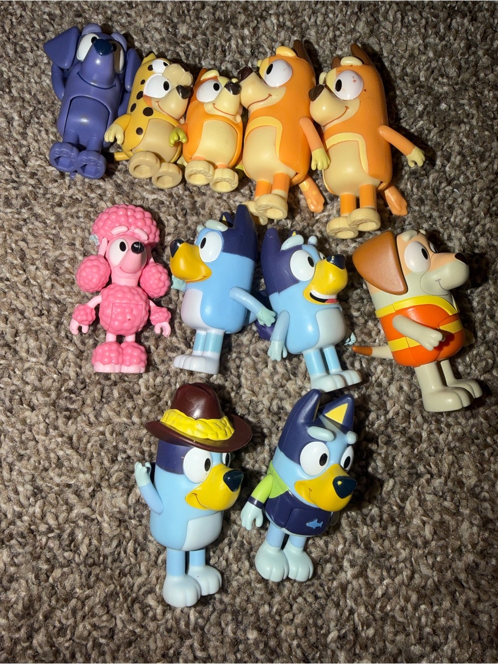 Bluey figure lot of 11 including bingo Jean-Luc coco bin man tv cartoon toys